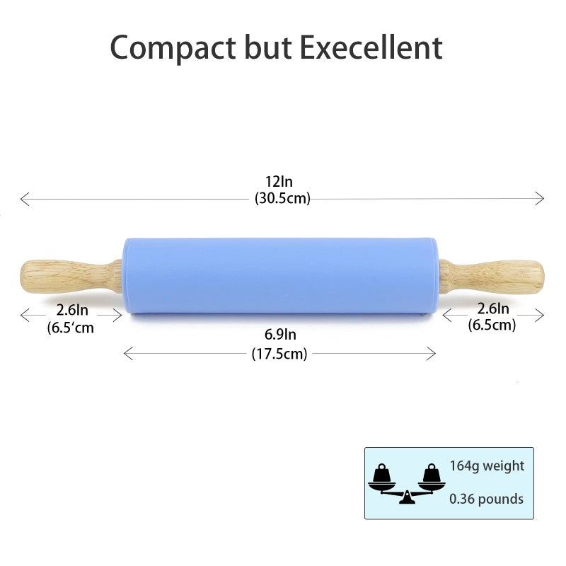 Remeel Silicone Rolling Pin for Baking Non-stick Rolling Pin Dough Roller Wooden Handle Kitchen Accessories Pastry Roller - Image 3